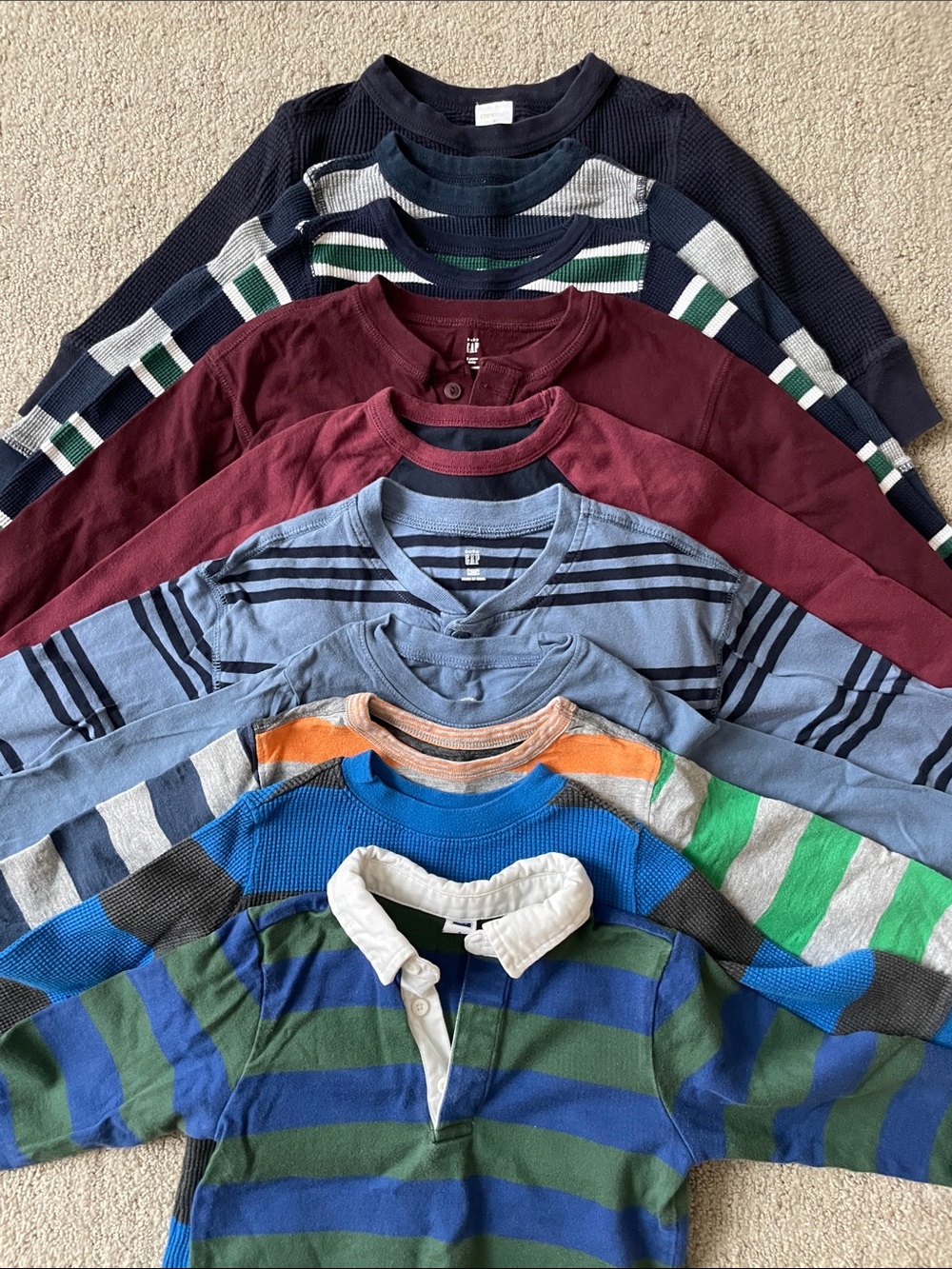 Gap Toddler Boys Long Sleeve Bundle, waffle, henley, polo, size 2T-3T